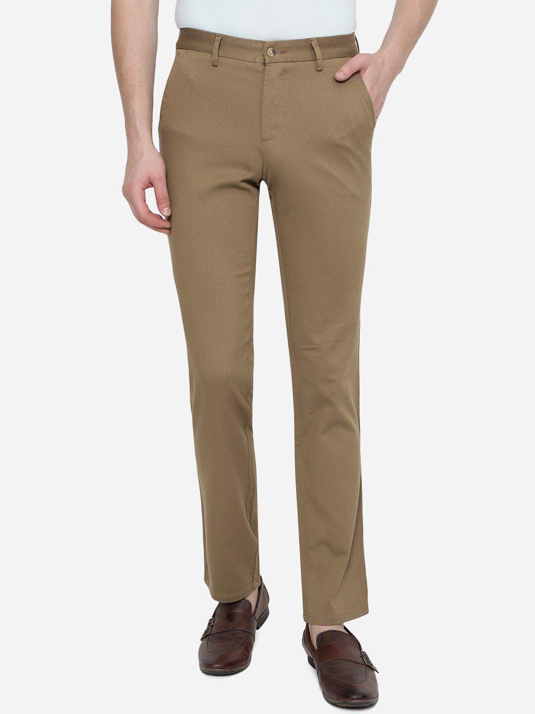 greenfibre men khaki slim fit trousers