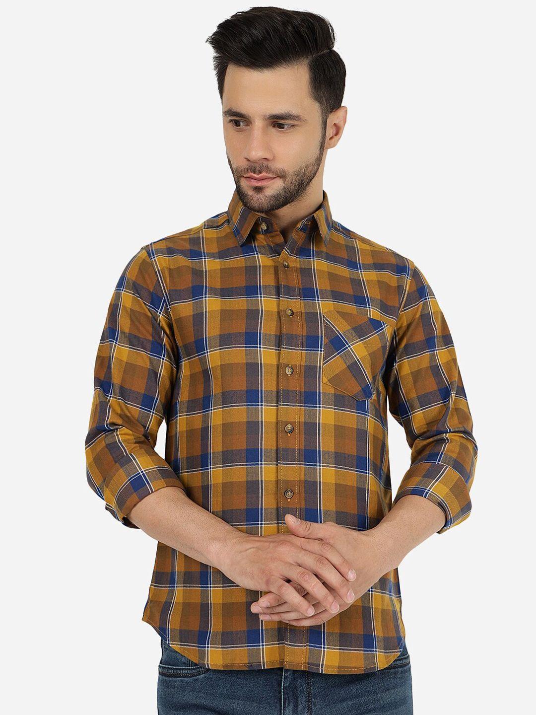 greenfibre men multicoloured slim fit opaque checked casual shirt
