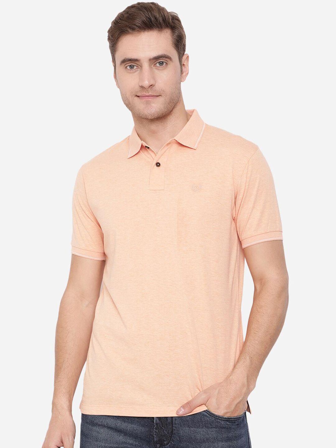 greenfibre men pink polo collar slim fit t-shirt