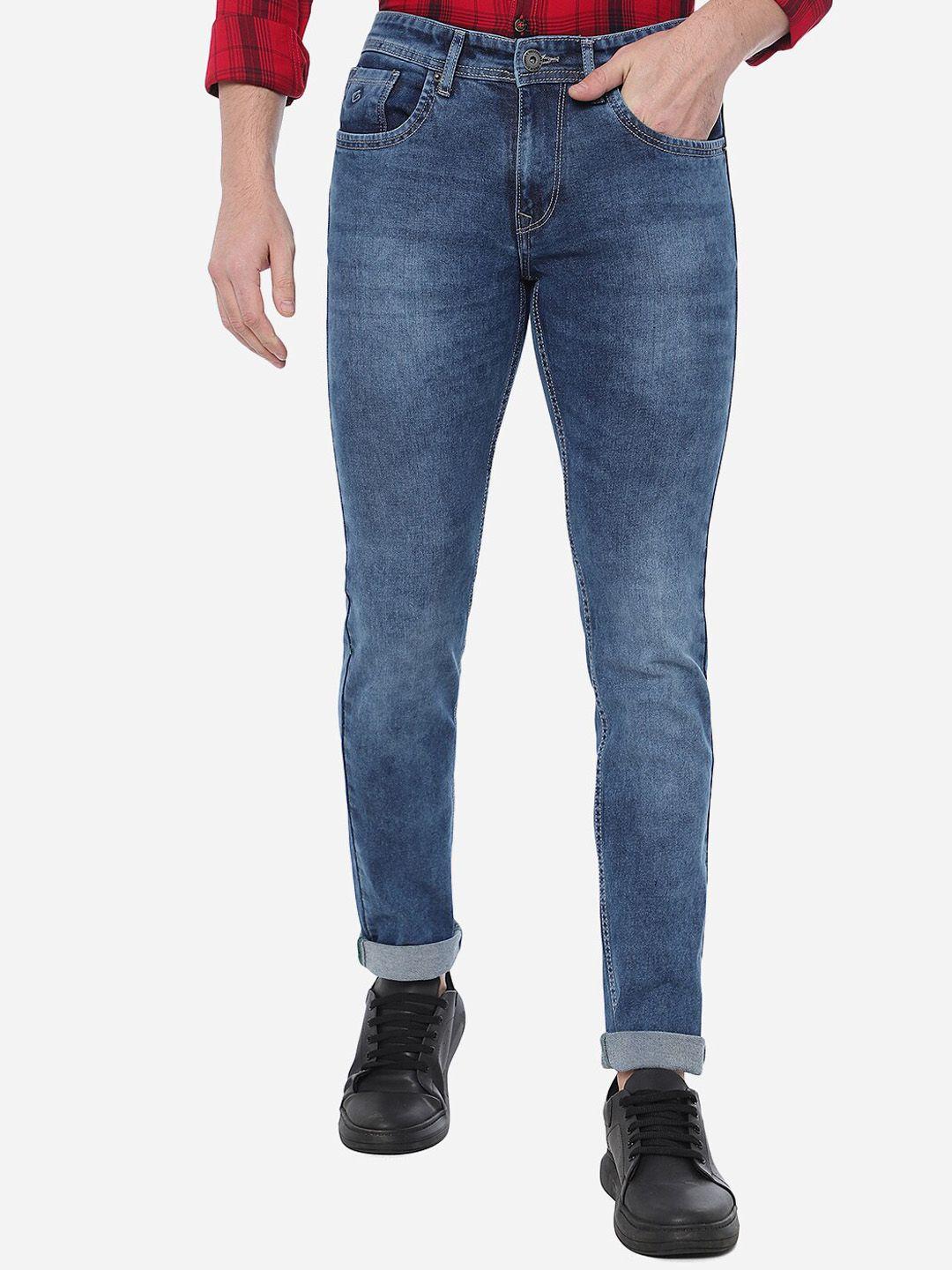 greenfibre men solid cotton slim fit light fade jeans