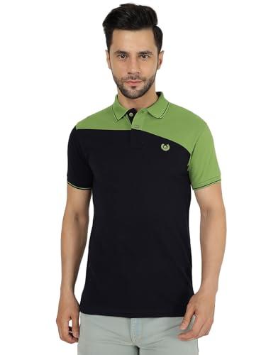 greenfibre slim fit polo t-shirt for men | cotton blend solid green & navy blue | trendy half sleeve tee for casual gatherings & athletic activities | classic regular collar