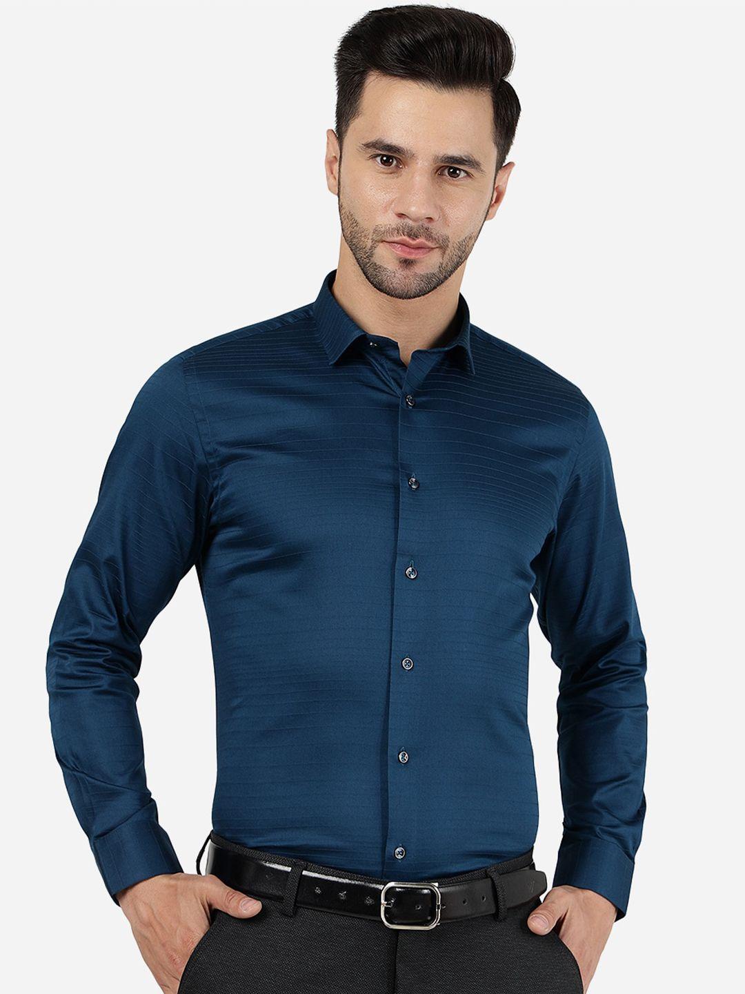 greenfibre slim fit striped cotton casual shirt