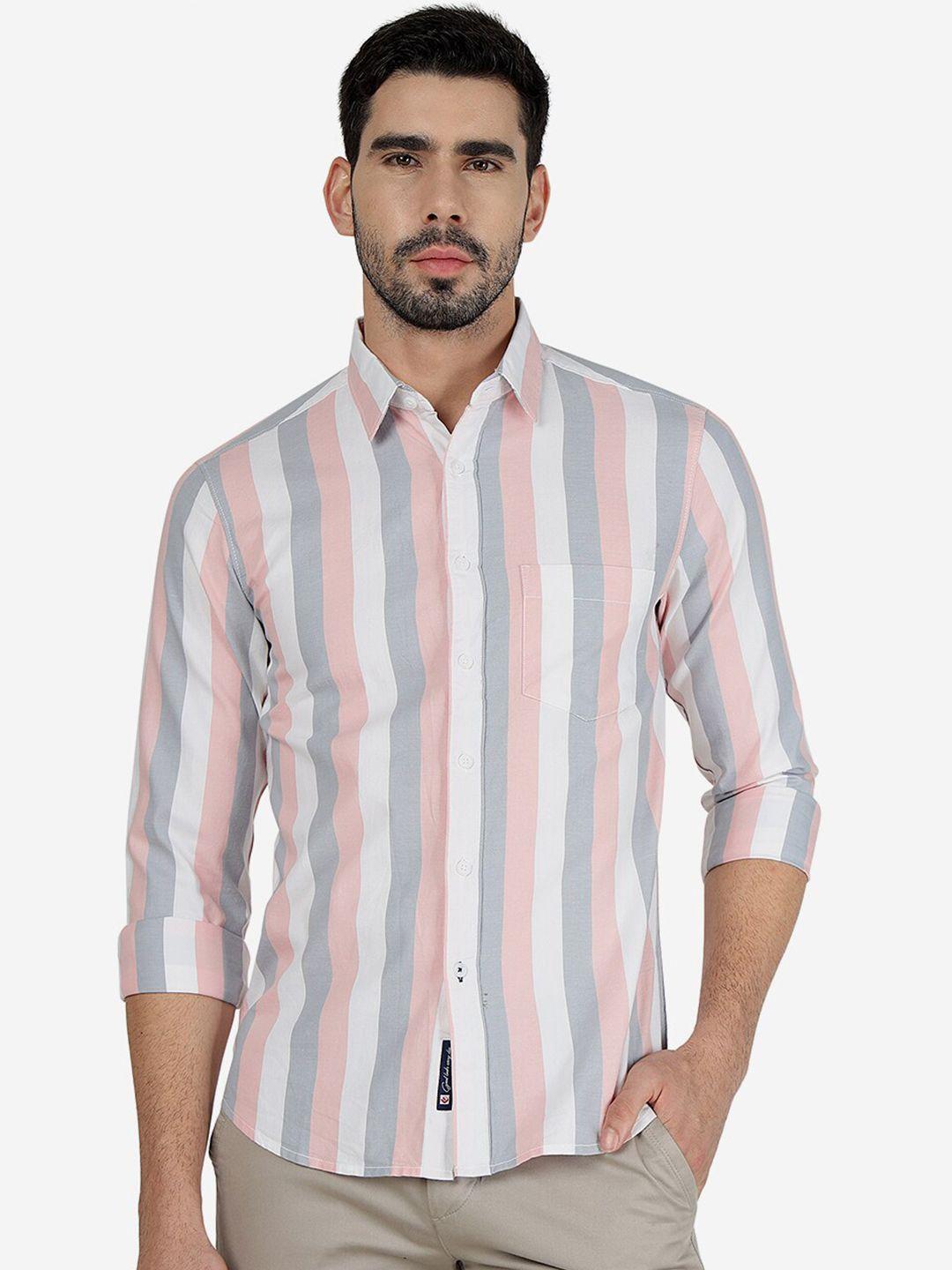 greenfibre slim fit vertical striped pure cotton shirt