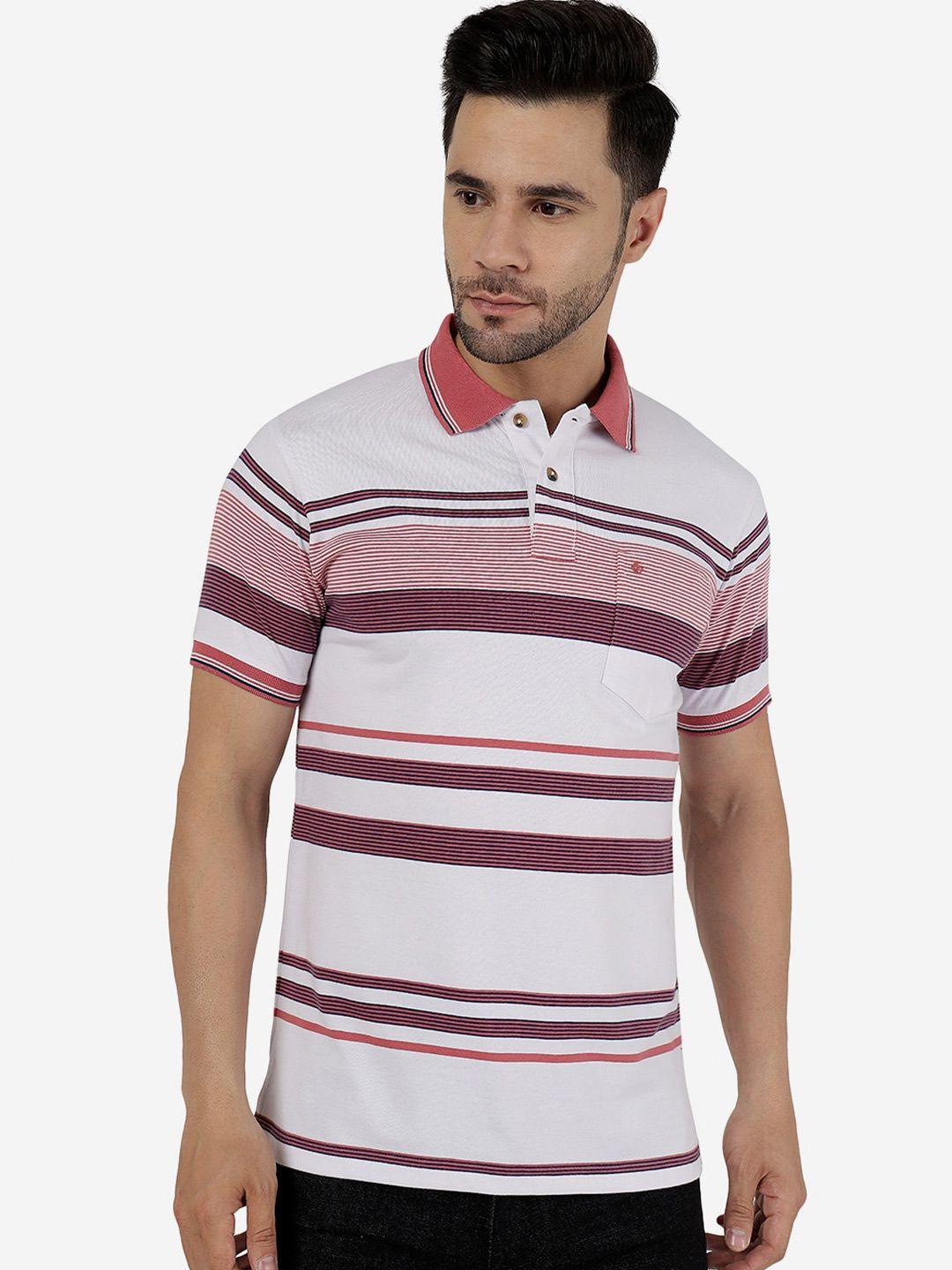 greenfibre striped polo collar cotton slim fit t-shirt