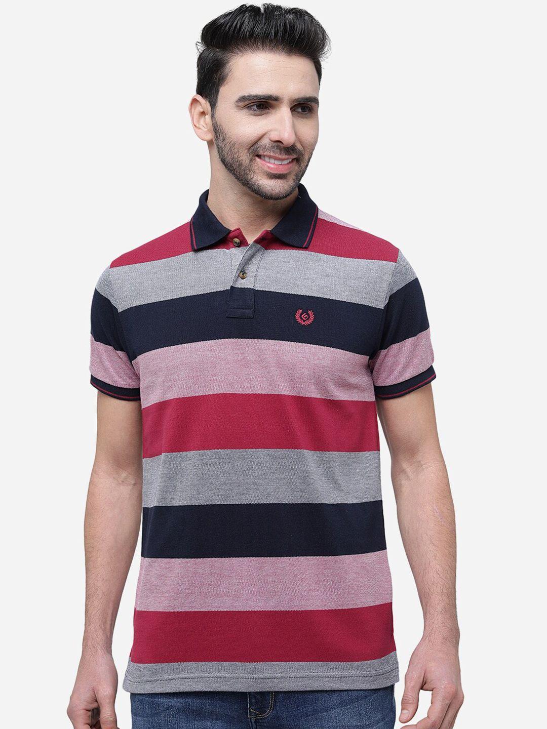 greenfibre striped polo collar slim fit t-shirt