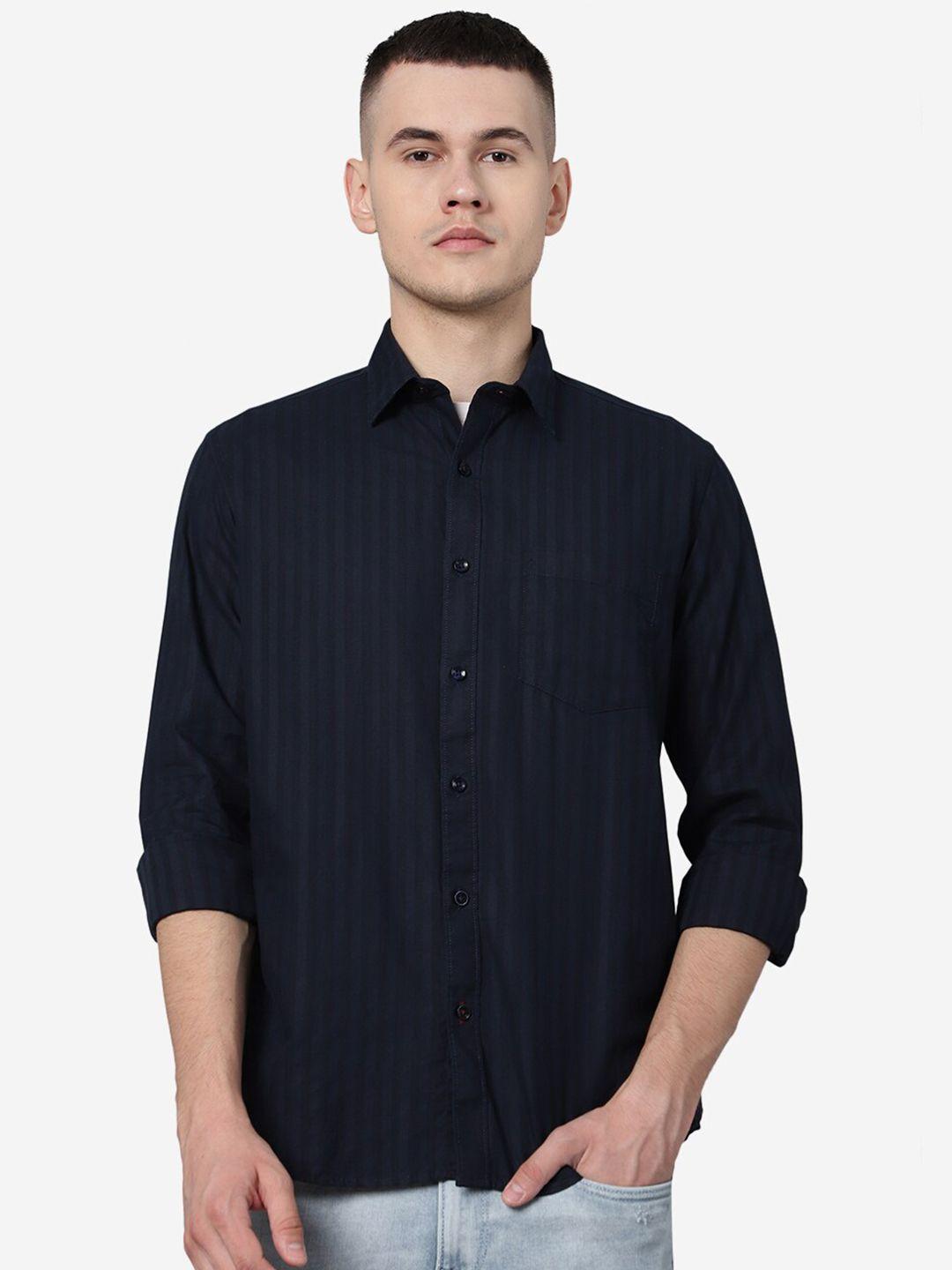 greenfibre vertical striped spread collar cotton shirt