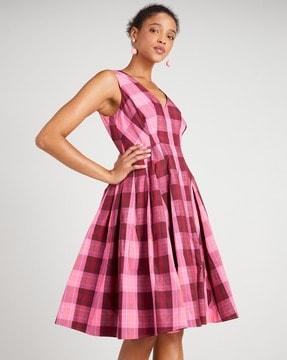 greenhouse plaid taffeta midi dress