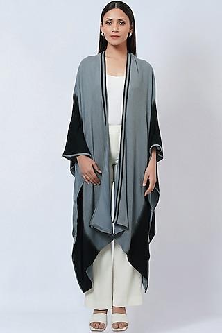 grey & black cashmere ombre cape