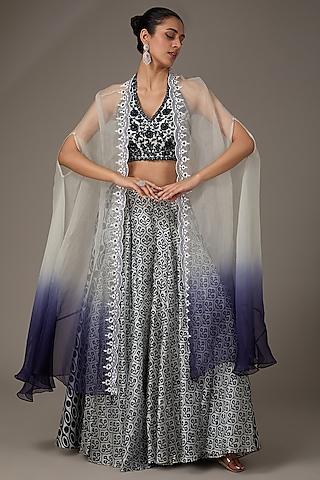 grey-&-navy-blue-organza-hand-embroidered-cape-set
