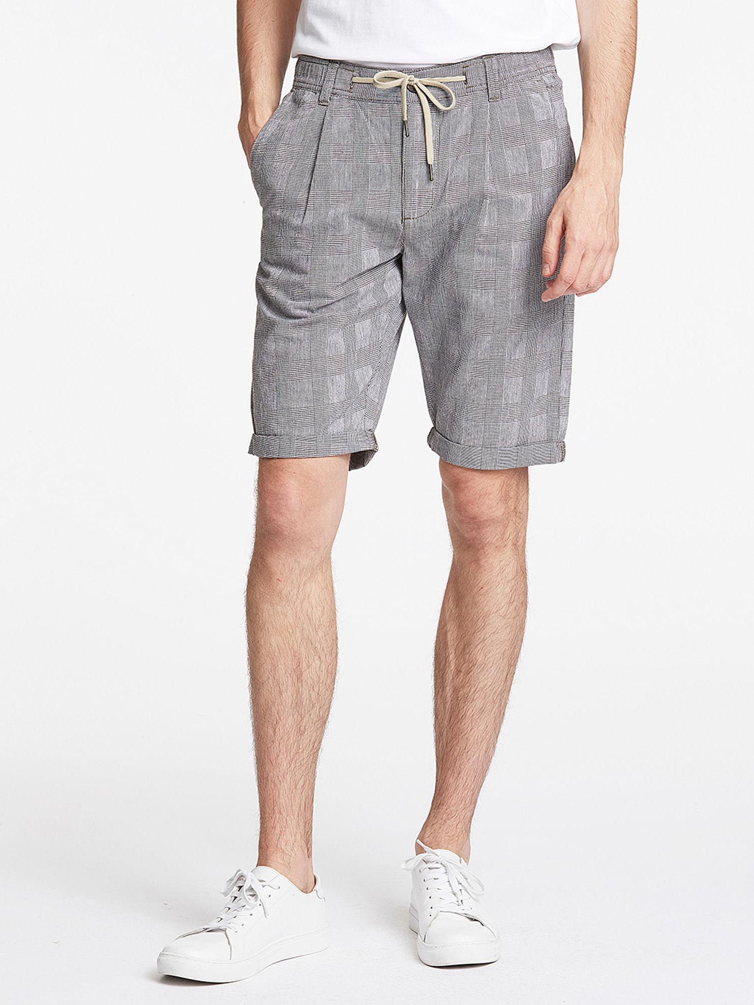 grey checked relaxed fit shorts