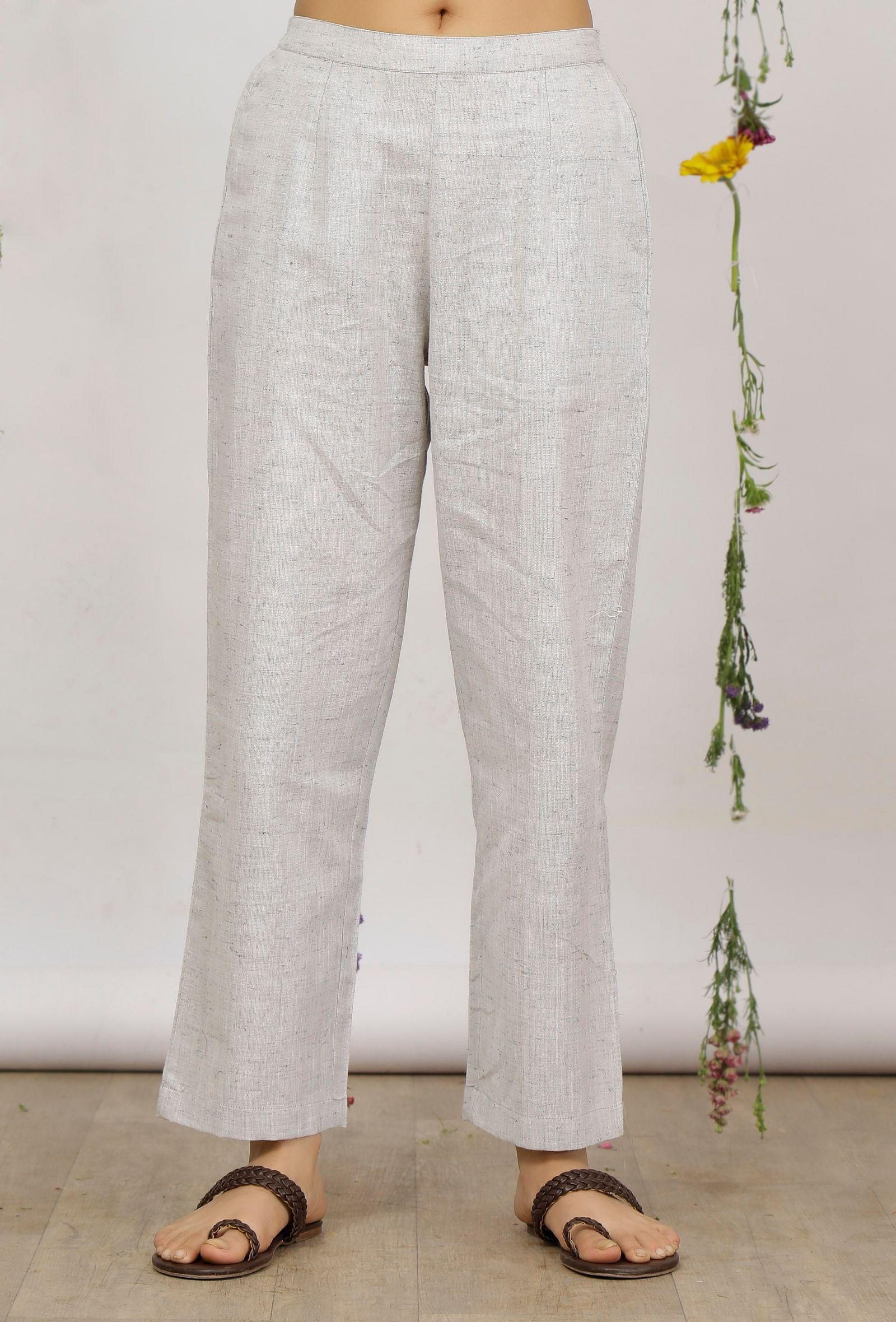 grey cotton khaadi straight pants