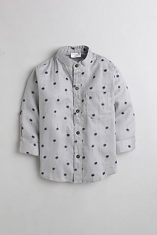 grey cotton printed shirt for boys