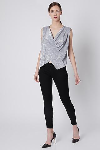 grey cowl pleated top