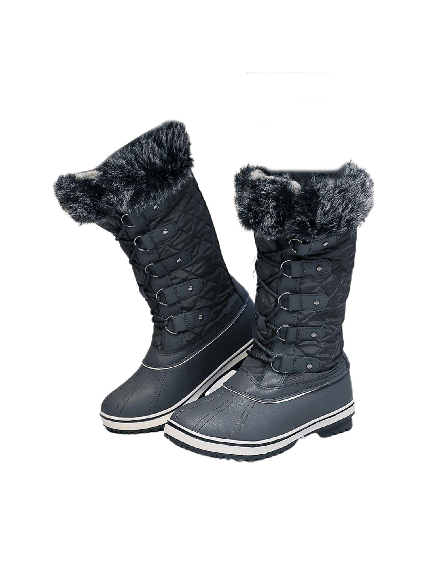 grey criss cross girls winter snow boots