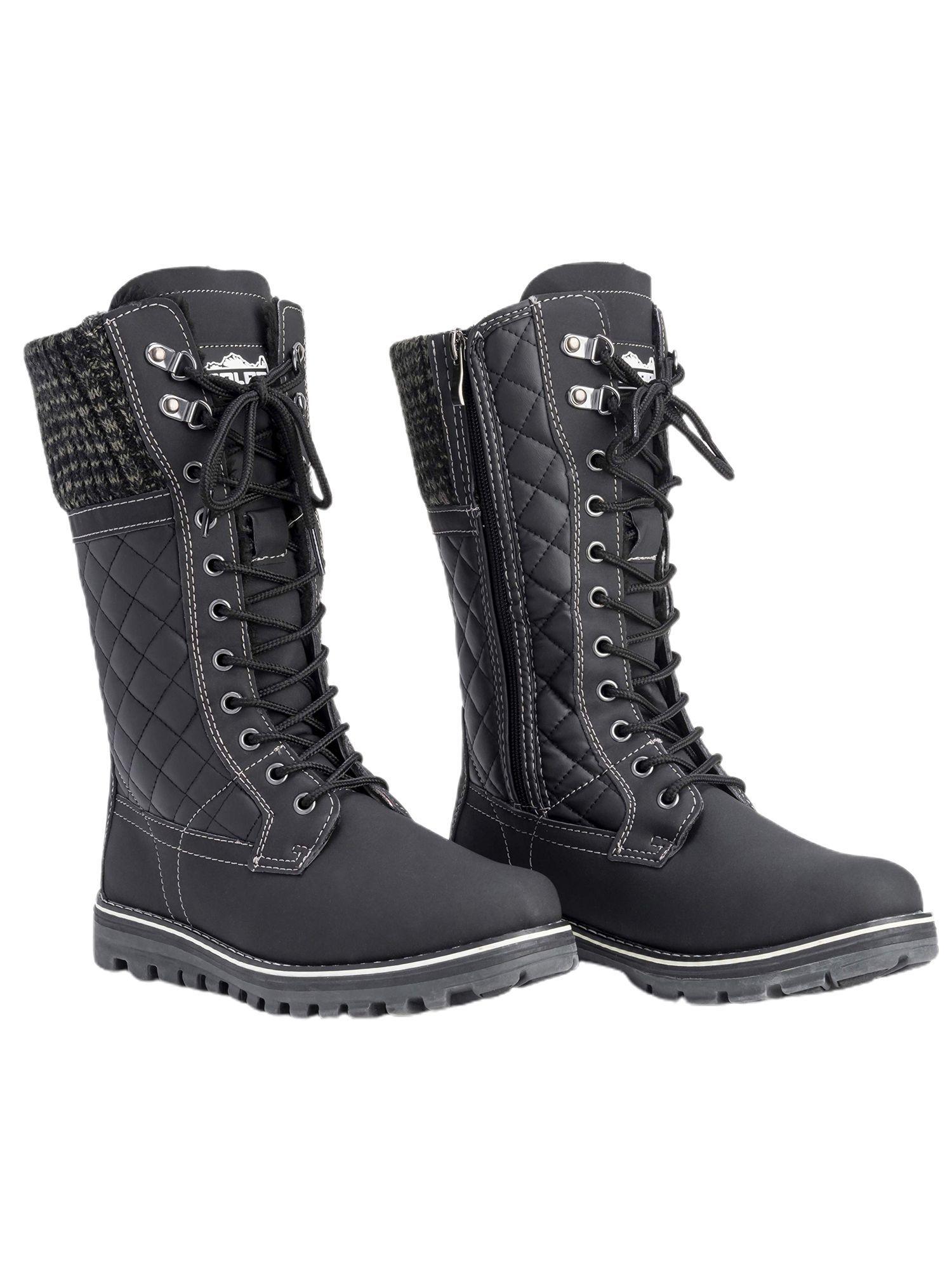 grey criss cross style girls winter snow boots