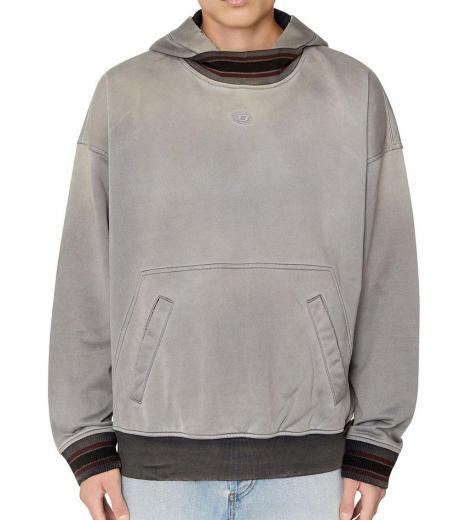 grey distressed effect logo hoodie