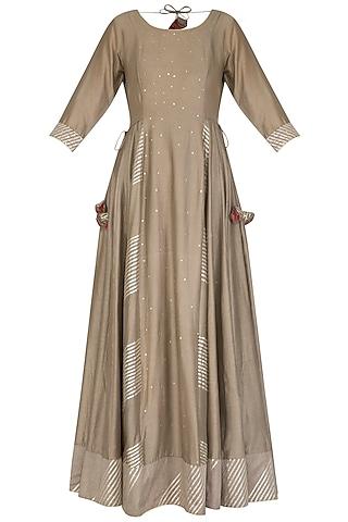grey embroidered anarkali with dupatta
