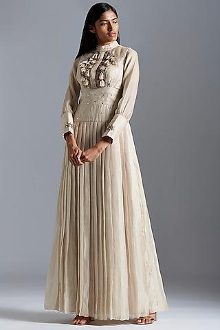 grey embroidered jacket with gown