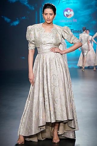 grey-falling-raw-silk-high-low-gown-with-jacket