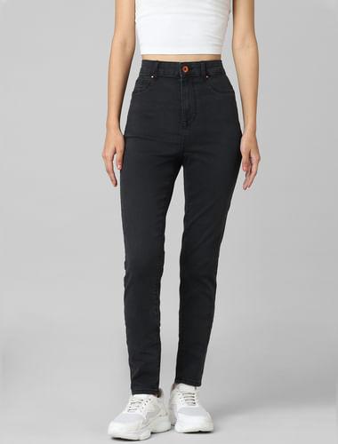 grey high rise skinny jeans