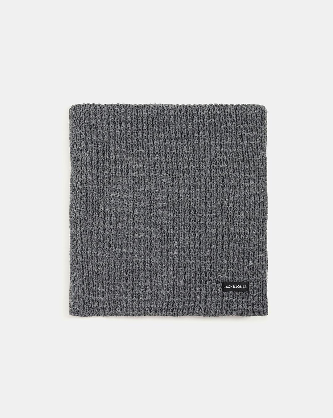 grey knit tube scarf