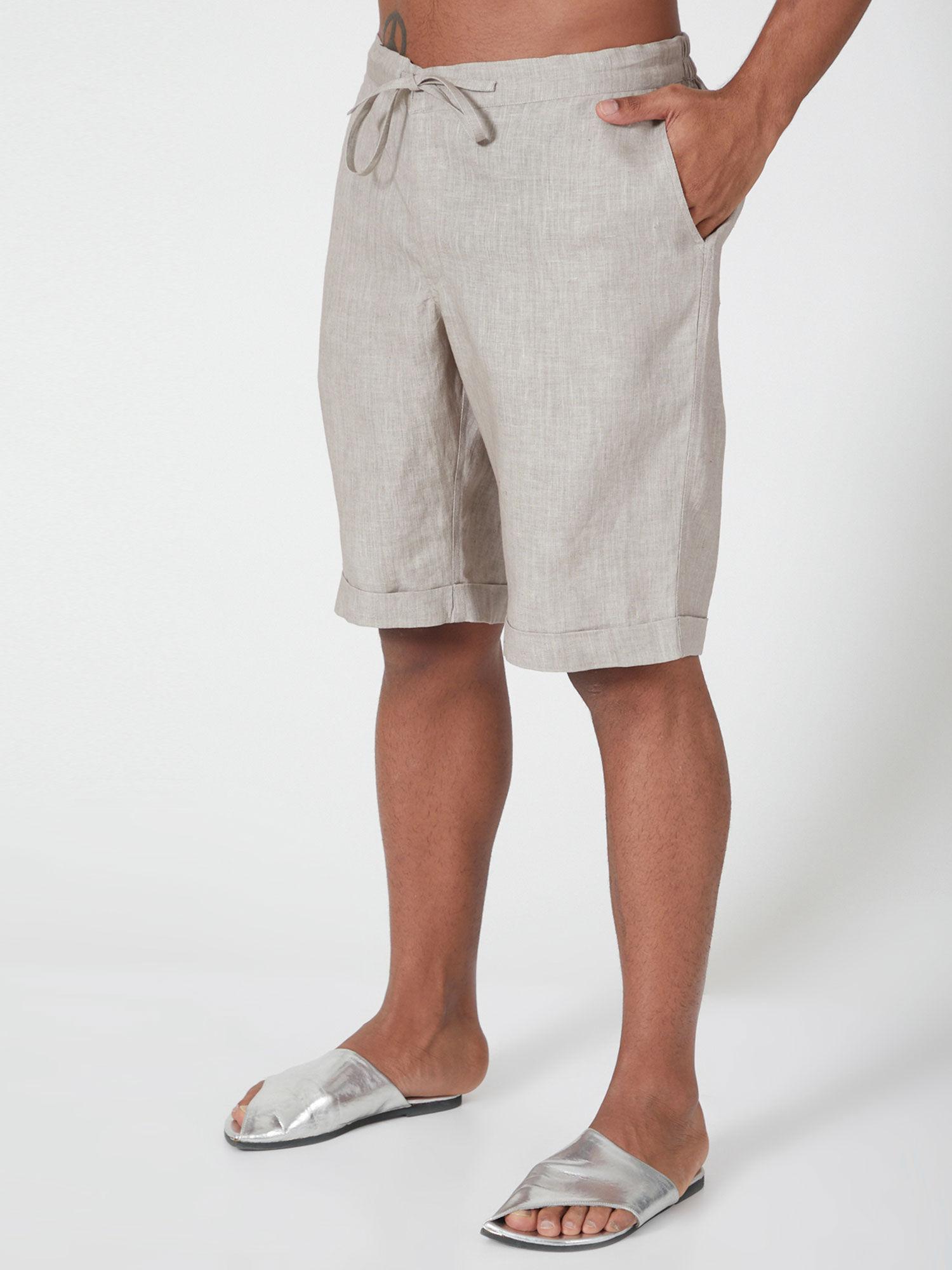 grey linen shorts