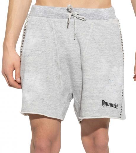 grey logo print shorts
