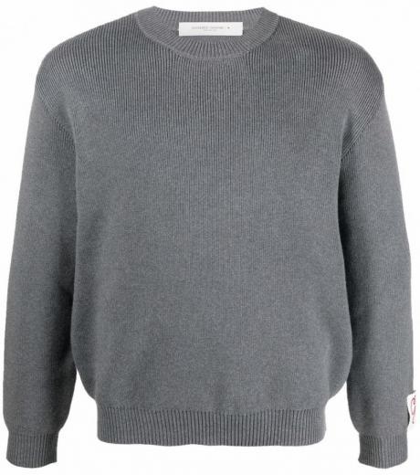 grey logo ribbed sweater