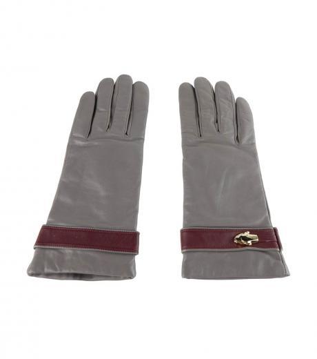grey maroon logo gloves