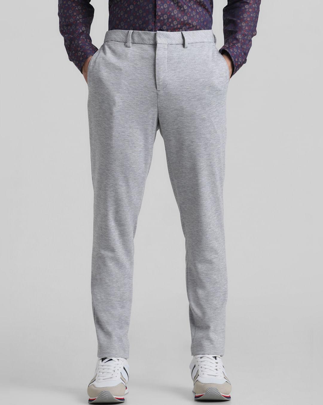 grey mid rise knitted trousers