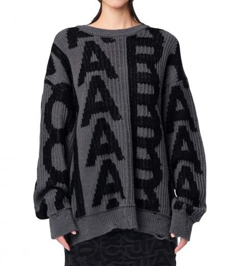 grey monogram pattern oversized sweater