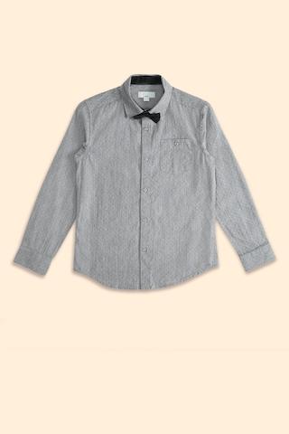 grey patterned party full sleeves regular collar boys regular fit shirt