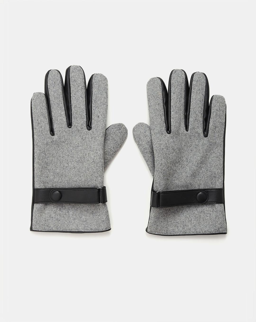 grey plain coloured gloves