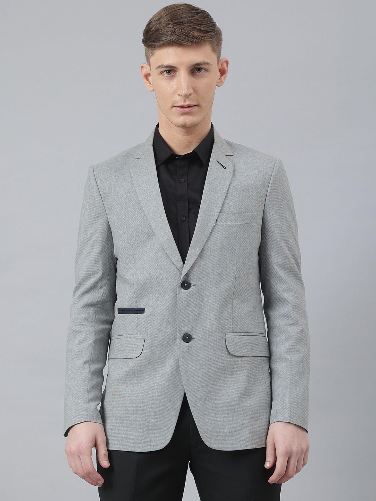 grey polyviscose solid blazer