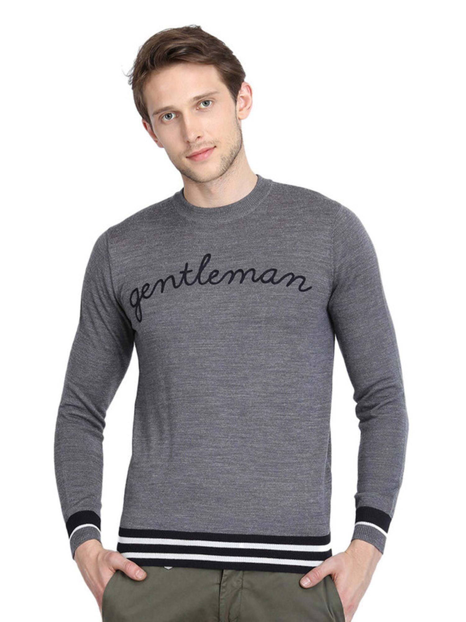 grey printed sweater
