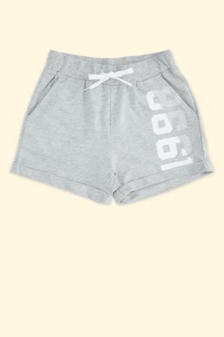 grey printed thigh-length casual girls regular fit shorts