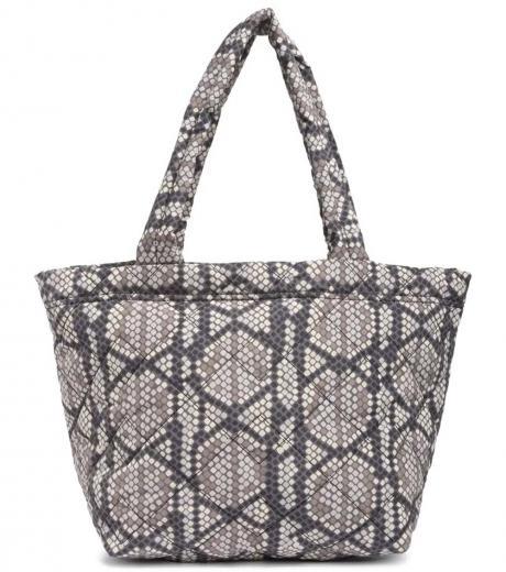 grey quilted large tote
