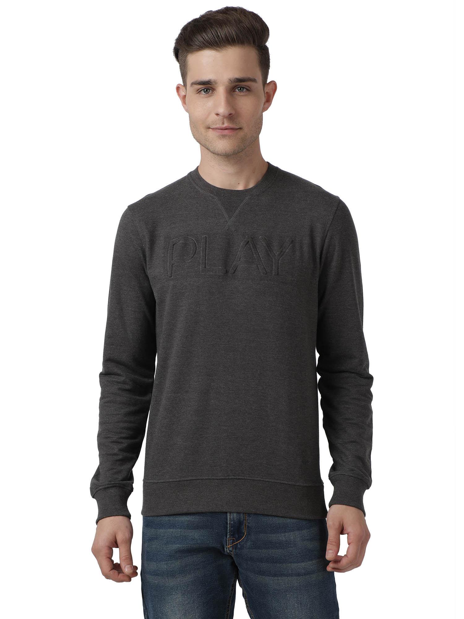 grey self design sweatshirt
