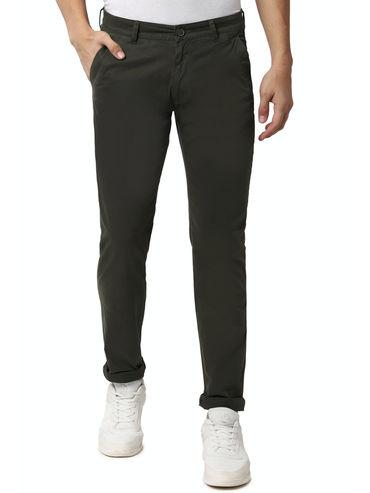 grey solid casual trouser