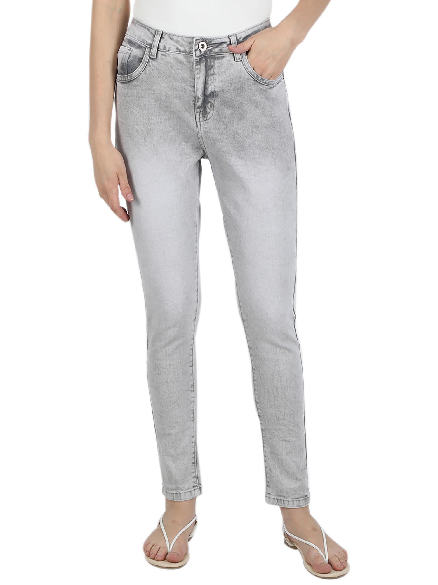 grey solid jeans and jeggings