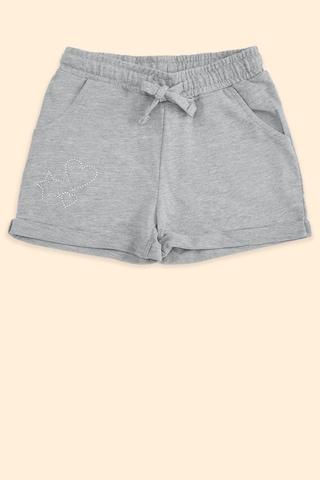 grey solid knee length casual girls regular fit shorts