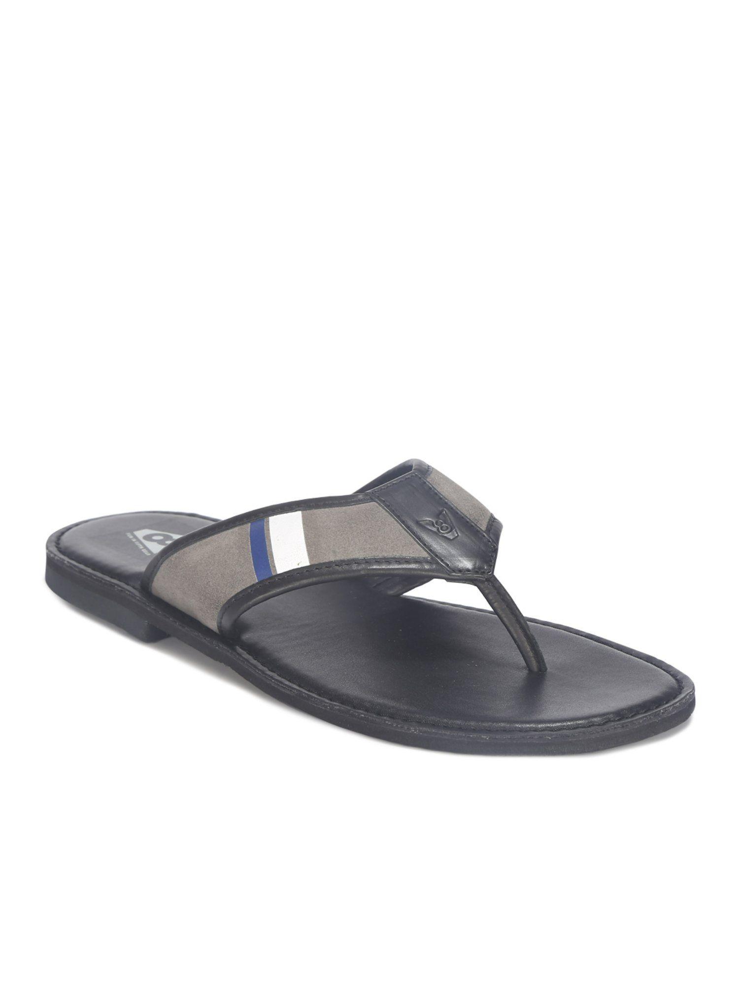 grey solid-plain sandals