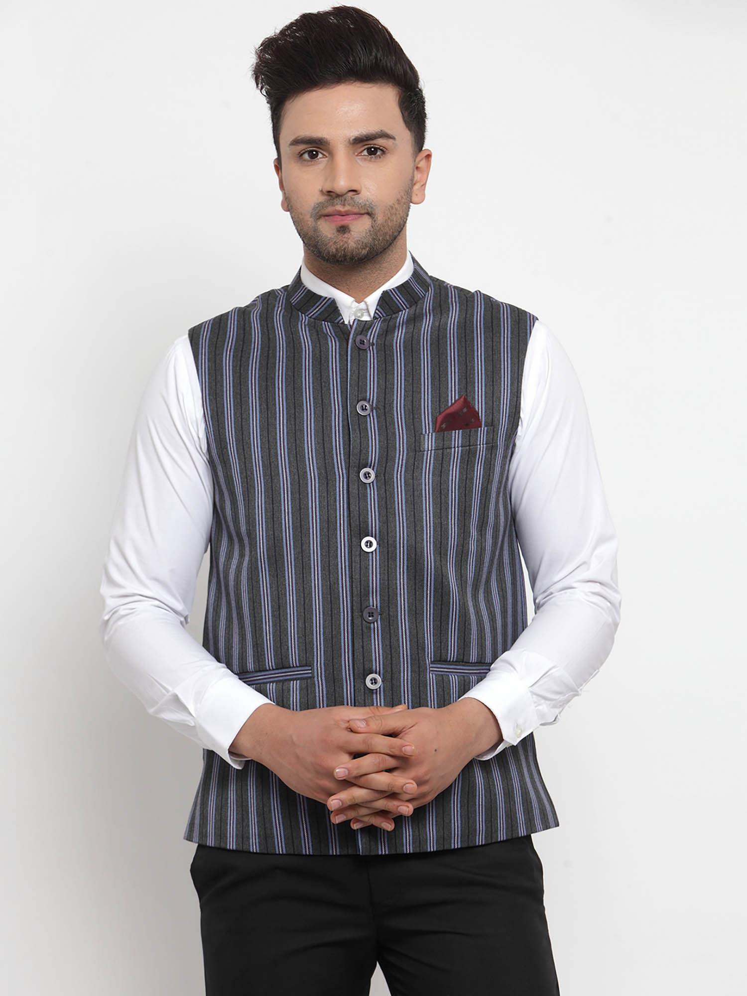 grey-stripes-nehru-jacket