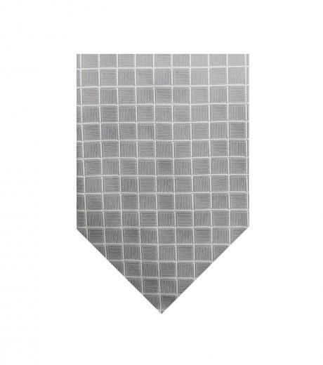 grey traditional check silk tie