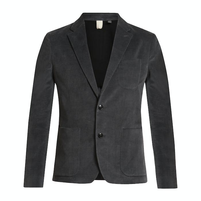 grey two buttoned velvet blazer