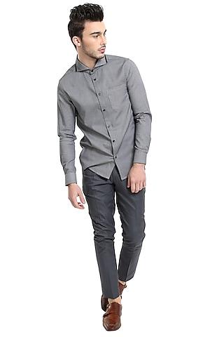 grey woven shirt