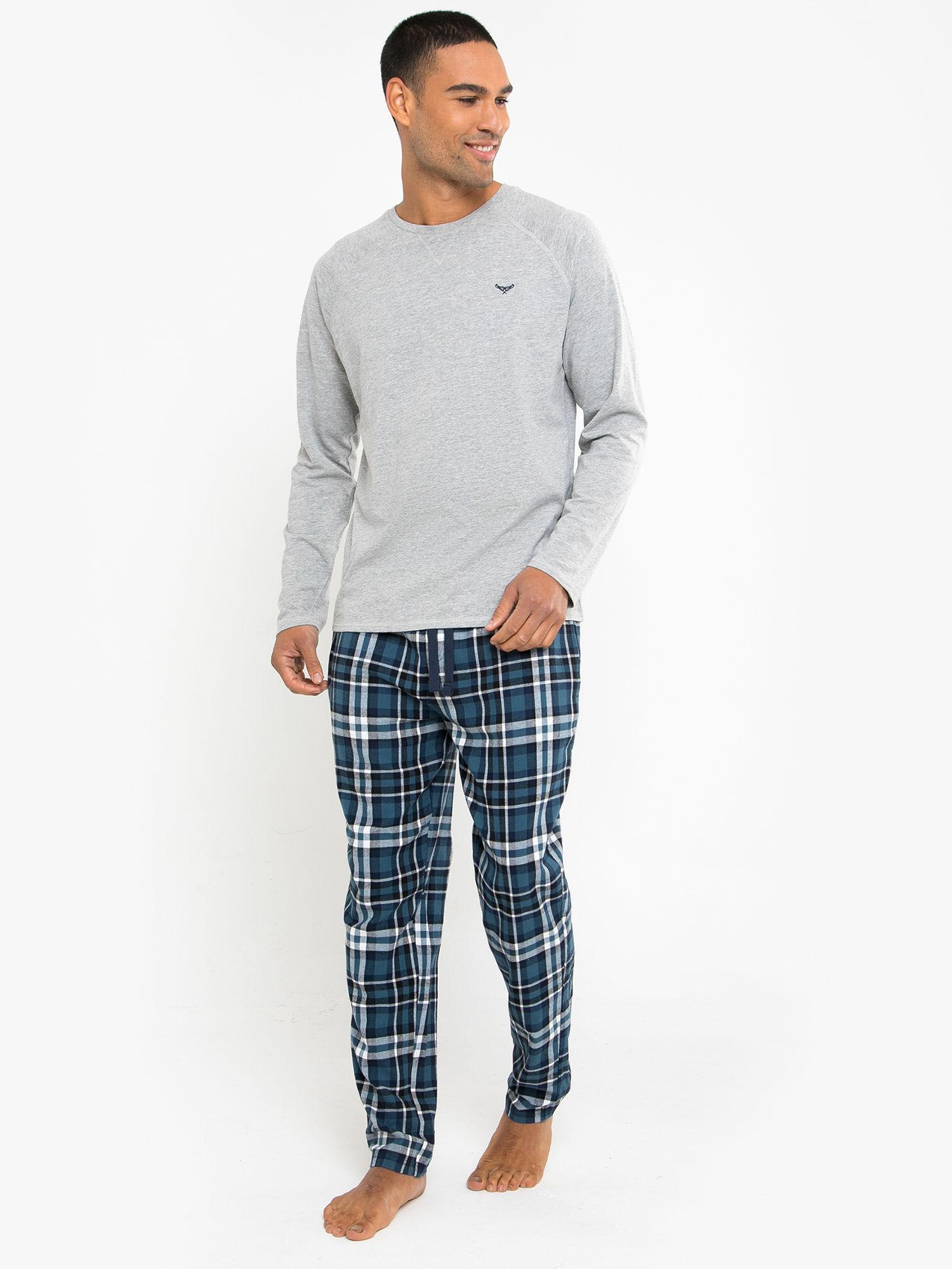 grey & blue check pyjama & sweatshirt (set of 2)