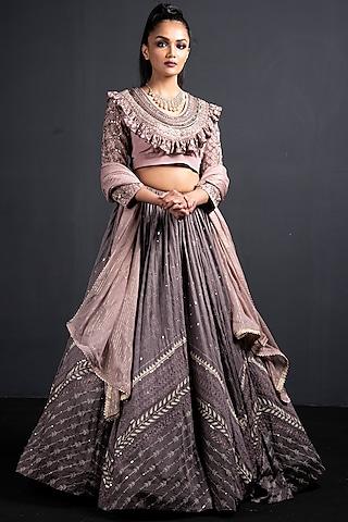 grey & blush pink embroidered lehenga set