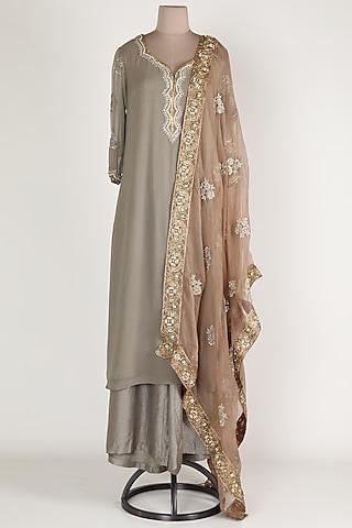 grey & champagne kurta set