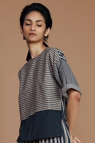 grey & charcoal striped top